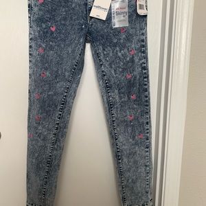 Girls new pink heart 💖 skinny jeans size 16